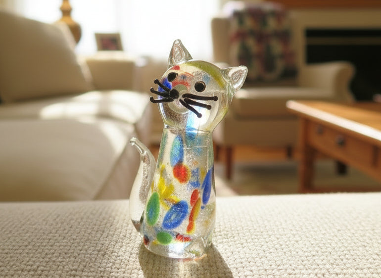 "Picasso" Stain Glass Cat Figurine/Chachki