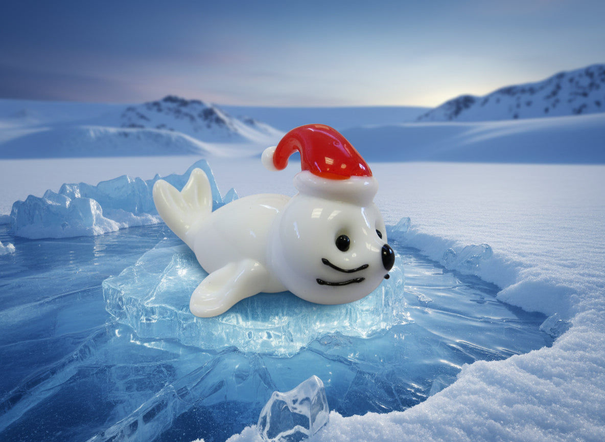Stain Glass Santa Seal Figurine/Chachki