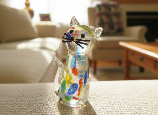 "Picasso" Stain Glass Cat Figurine/Chachki